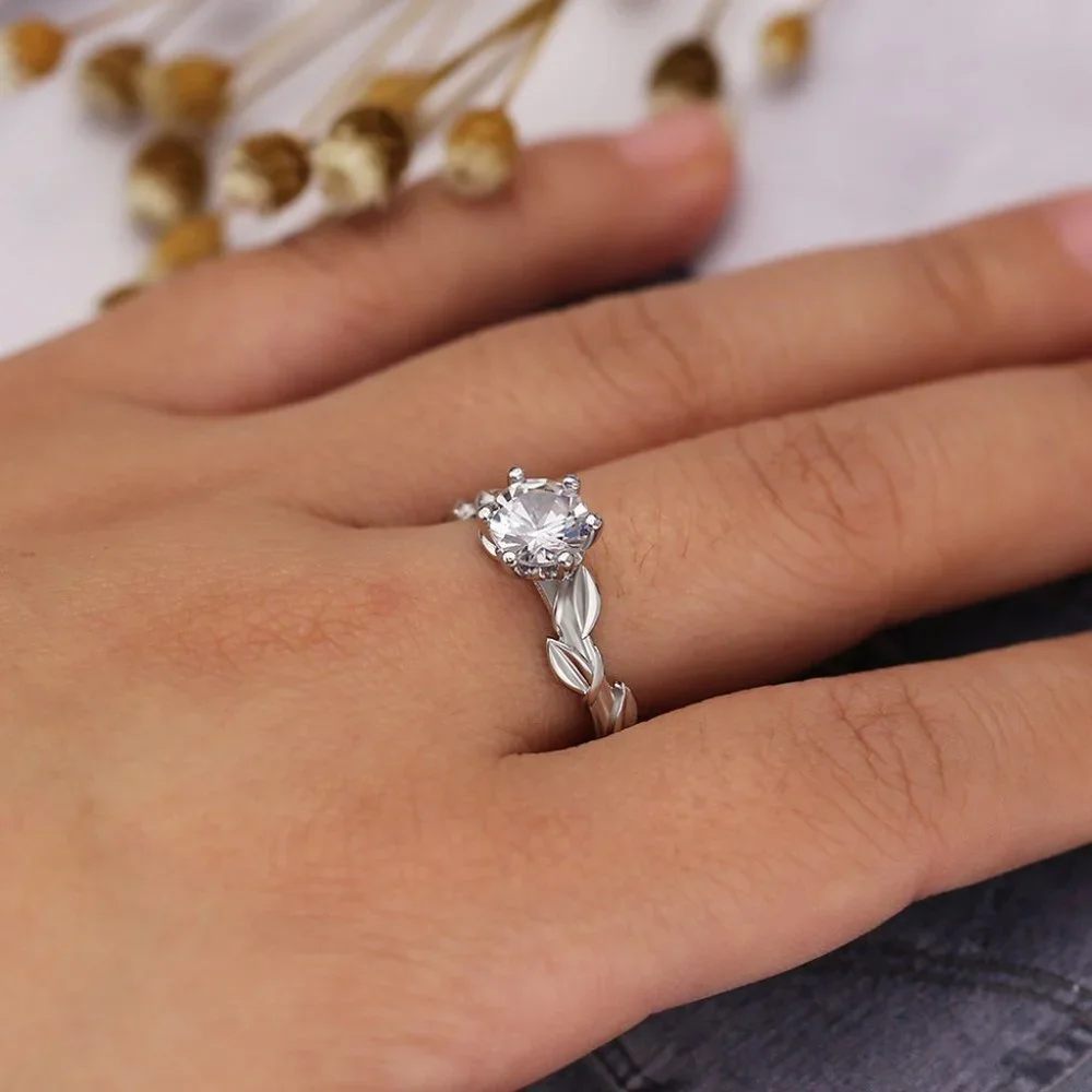 🌸Lovely 925 Silver Plated Fashion Bijoux Leaf Ring For Woman, GPMB1506